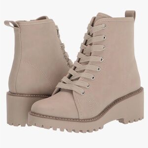 Dolce Vita Taupe Lace-Up Ankle Boots